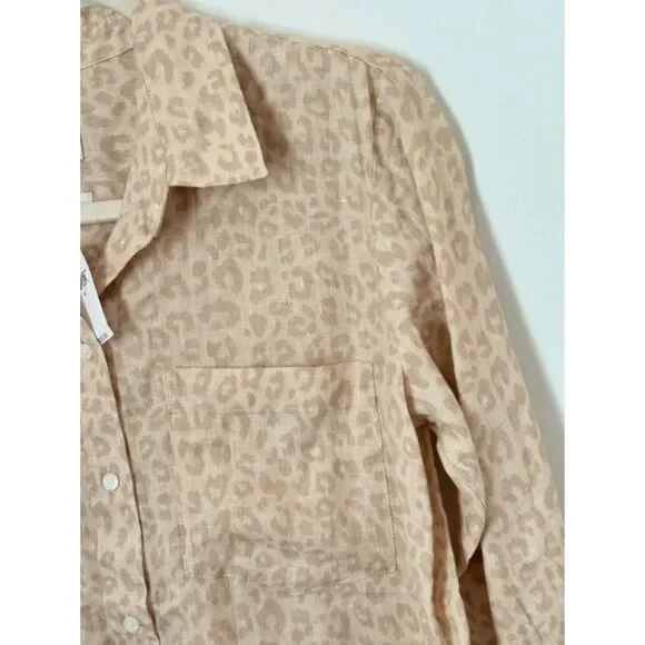 Gap 100% Linen Animal Print Shirt Women's Size Small New Neutral Classic N64 - Picture 6 of 14
